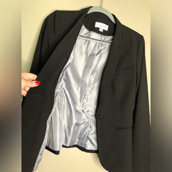 NWT CALVIN KLEIN Classic Black One-Button Blazer Suit Jacket Size 10P - Picture 8 of 10